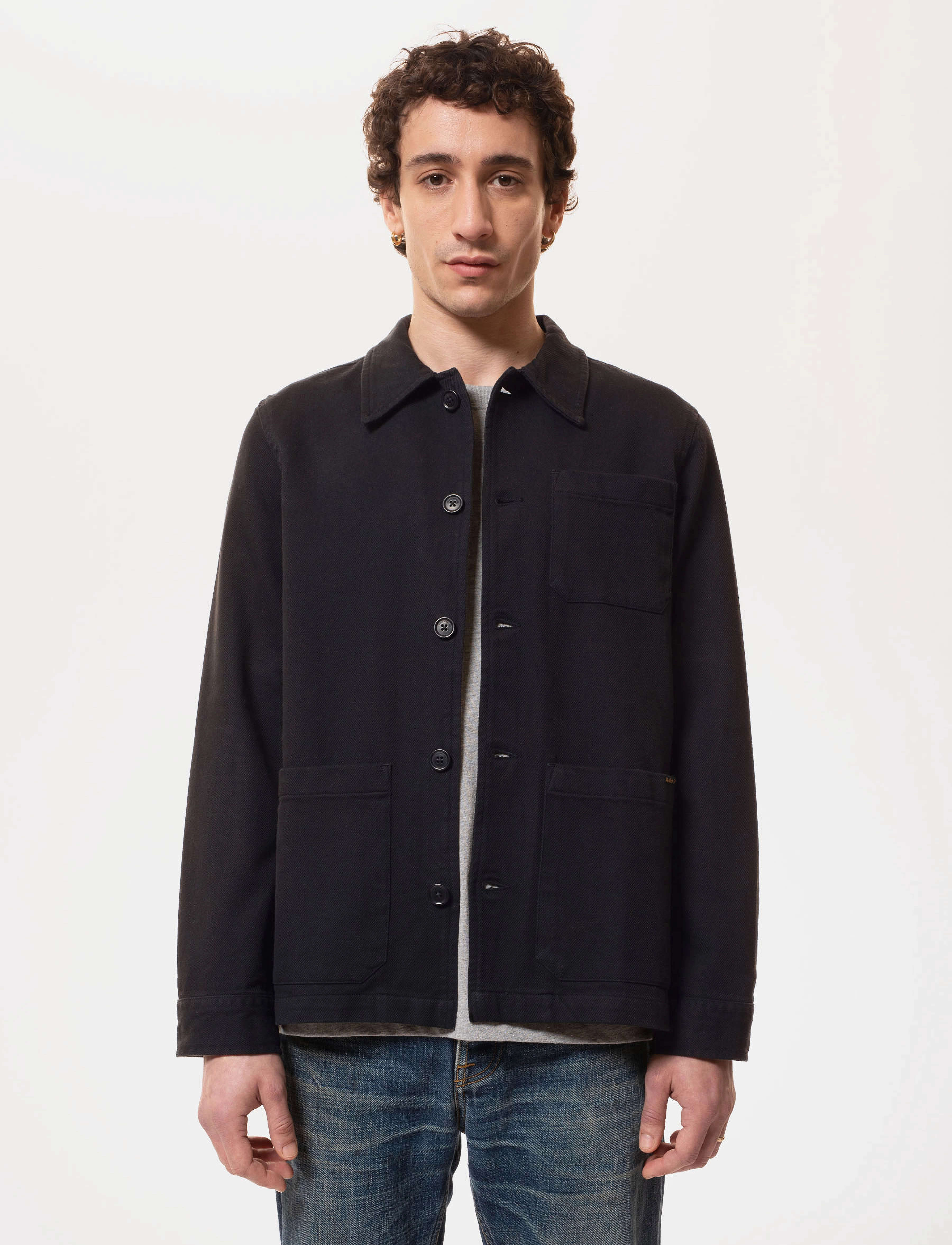 Nudie Jeans Barney Worker Jacket Olive, S, Designer, Schwarz - Overshirts, Männerswear