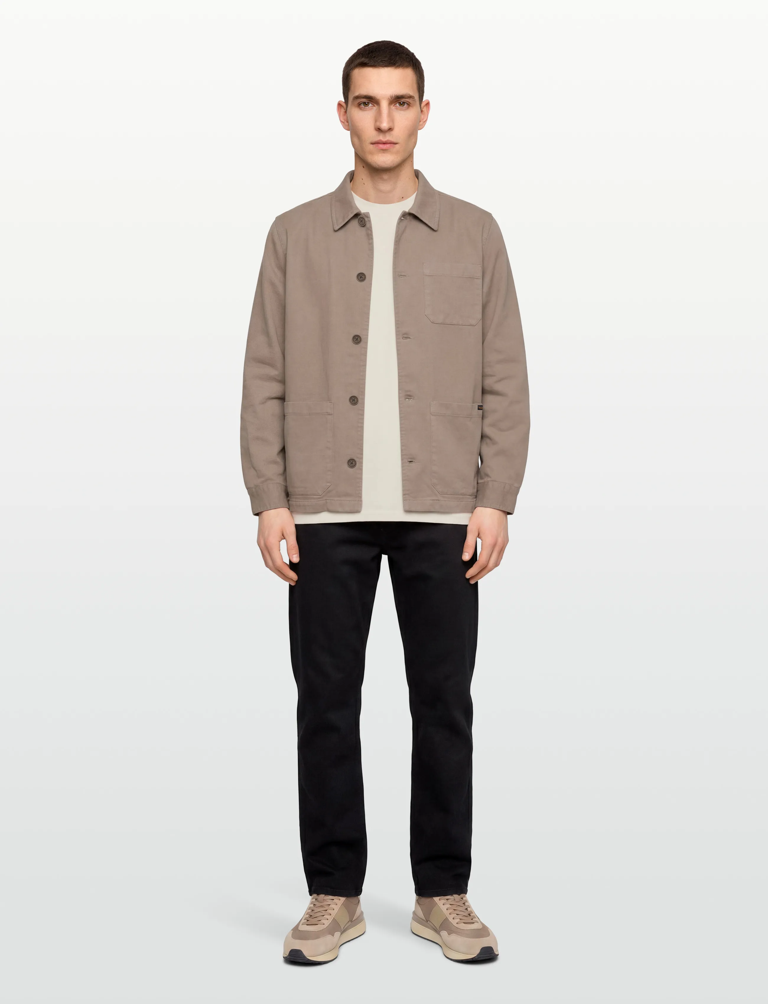 Nudie Jeans Barney Worker Jacket Olive, L, Designer, Beige - Overshirts, Männerswear
