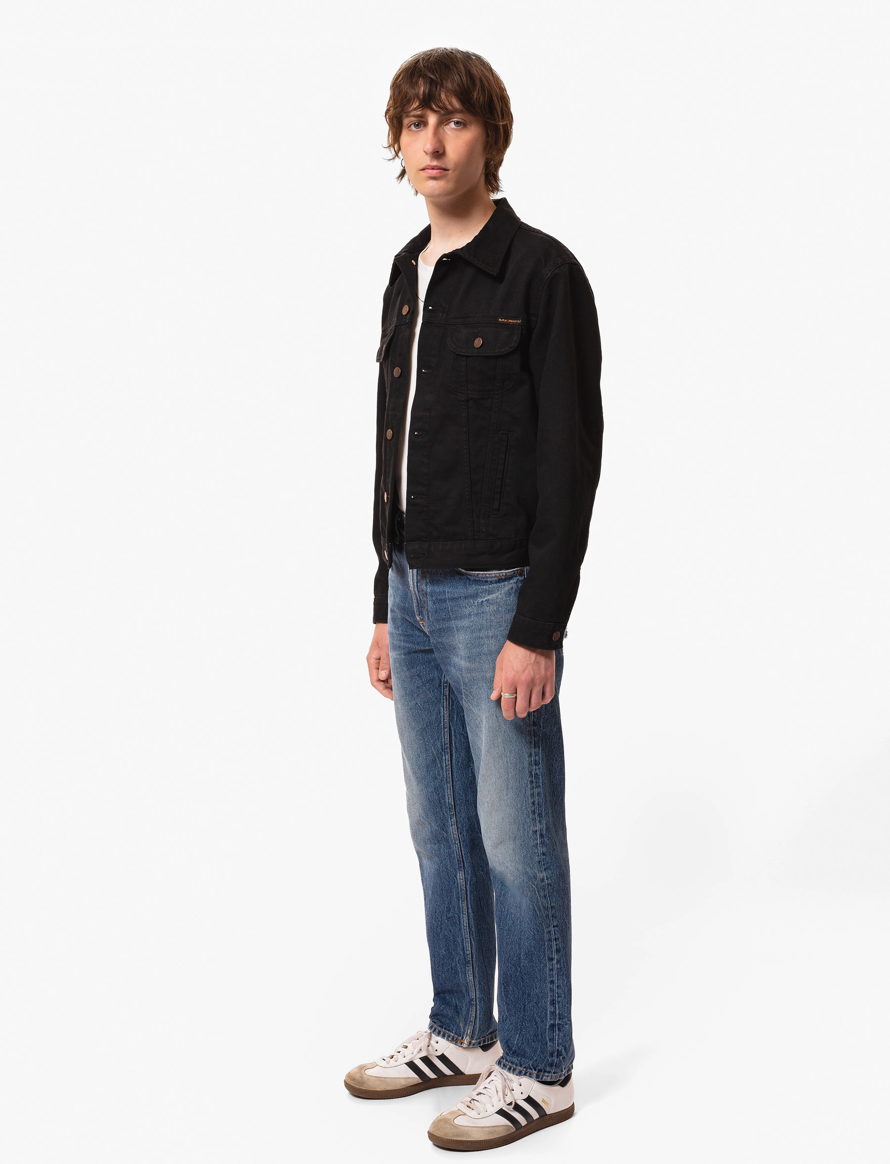 Nudie Jeans Danny Rinsed Denim Jacket - Jackor - BLACK / black
