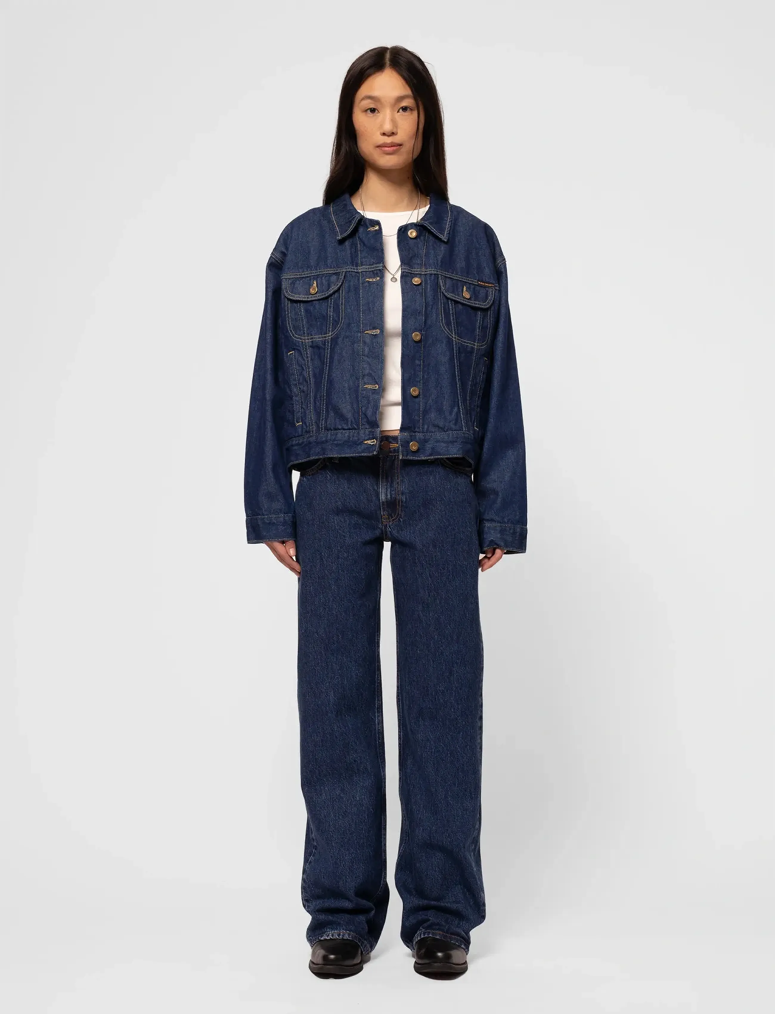 Nudie Jeans Berit Denim Jacket Classic Blue, L, Jackets, Blau - Denim, Frauen