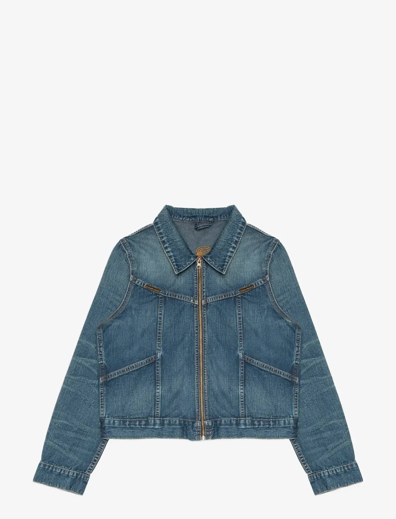 Nudie Jeans - Britta Jacket Orange Painter Mid Blue - kurtki wiosenne - mid blue - 0