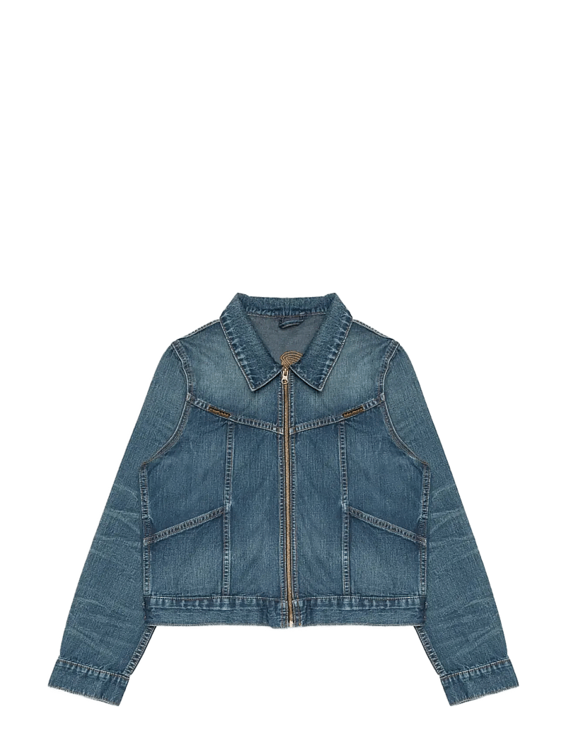 Nudie Jeans - Britta Jacket Orange Painter Mid Blue - kurtki wiosenne - mid blue - 0
