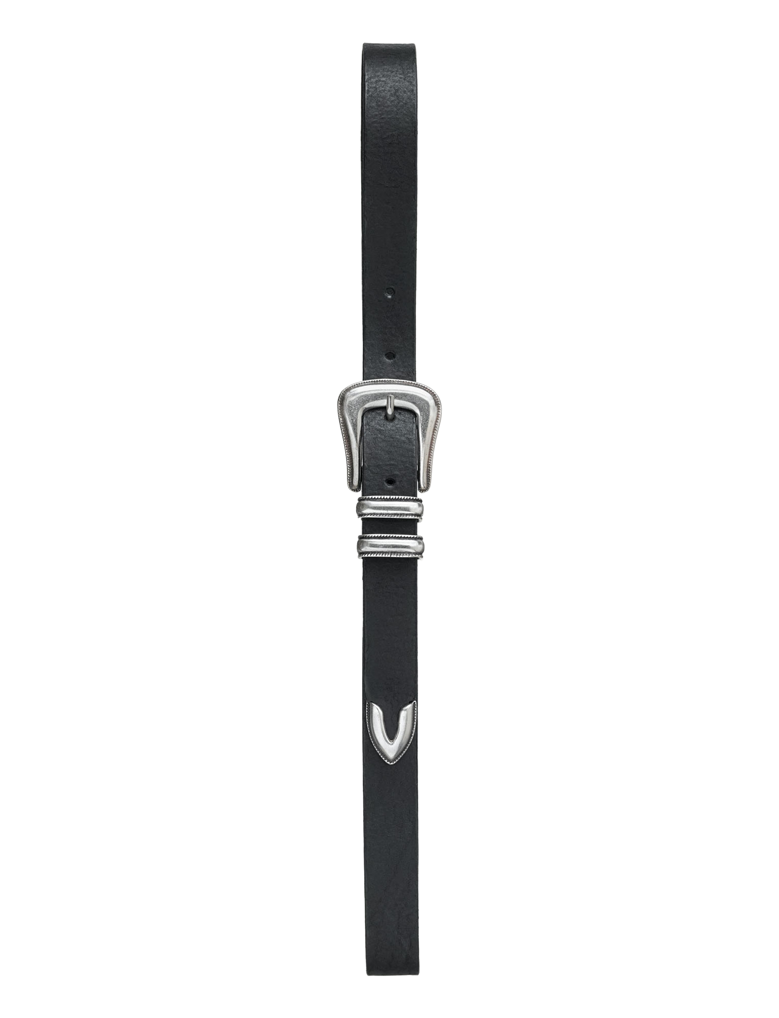 Nudie Jeans Western Silver Belt Dark Brown - Asusteet - BLACK / black