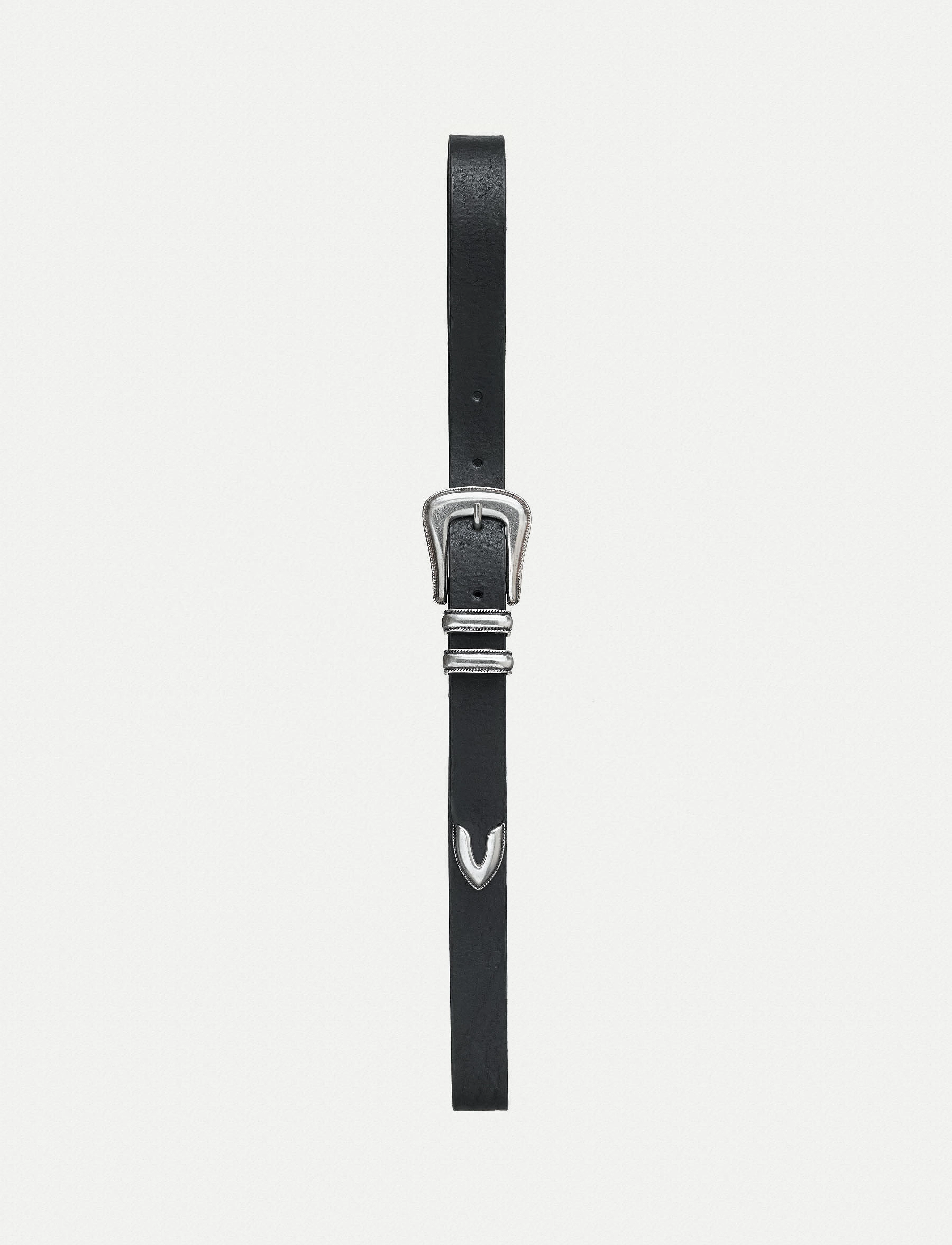 Nudie Jeans - Western Silver Belt Black - ceintures en cuir - black - 2