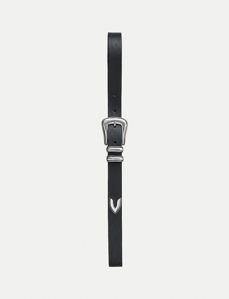 Nudie Jeans - Western Silver Belt Black - ledergürtel - black - 2