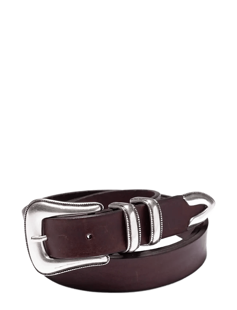 Nudie Jeans - Western Silver Belt Dark Brown - ceintures classiques - dark brown - 0