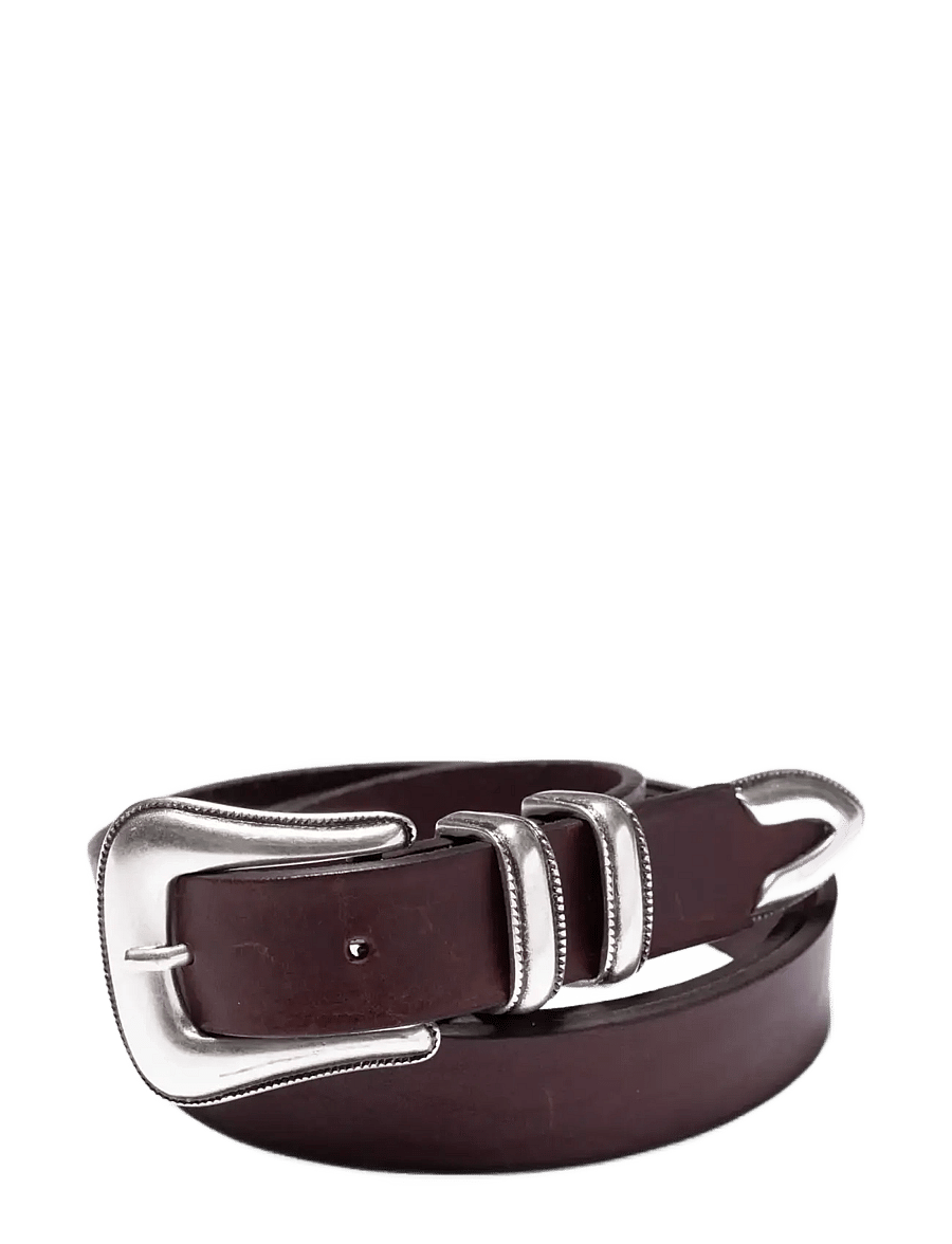 Nudie Jeans - Western Silver Belt Black - læderbælter - dark brown - 0