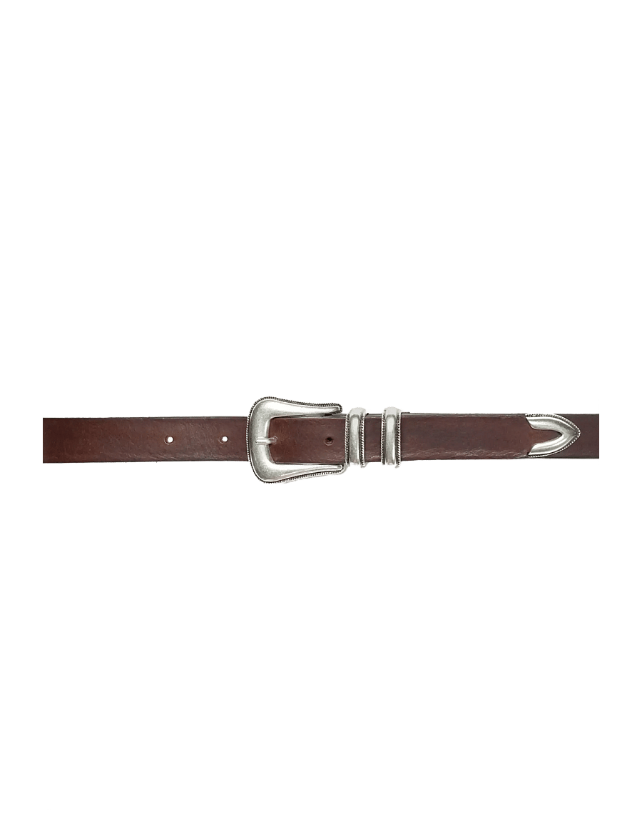 Nudie Jeans - Western Silver Belt Black - læderbælter - dark brown - 1