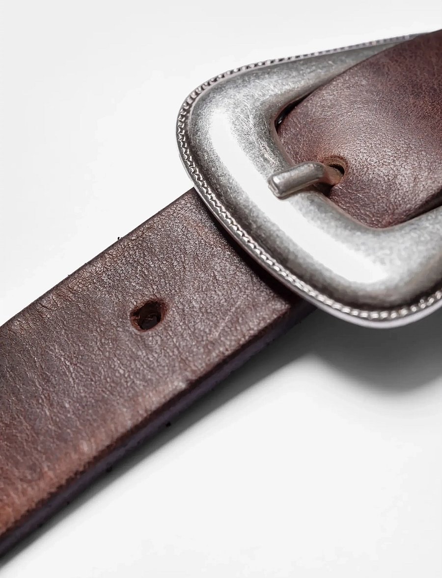 Nudie Jeans - Western Silver Belt Black - læderbælter - dark brown - 2