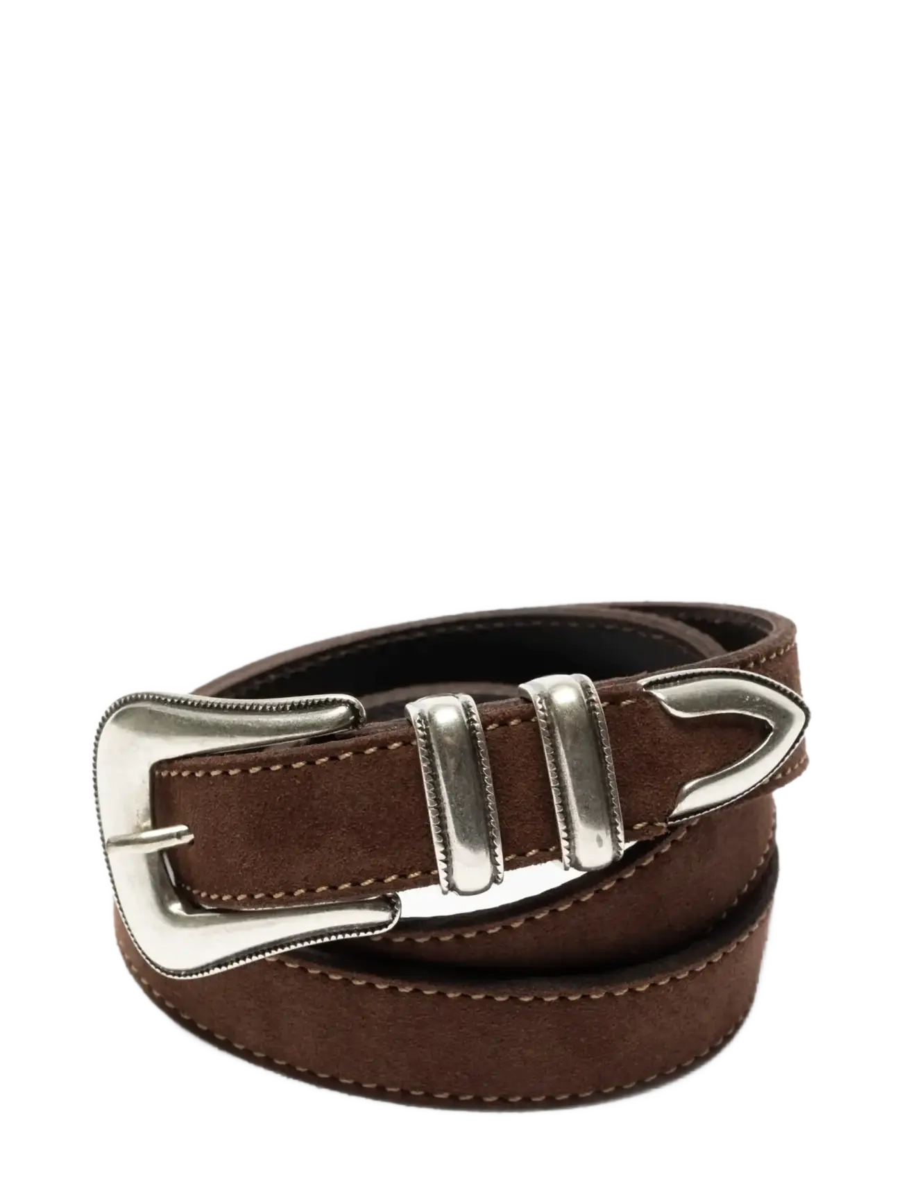 Nudie Jeans Western Suede Silver Belt Tobaccco - Nudie Jeans - DARK BROWN / brown