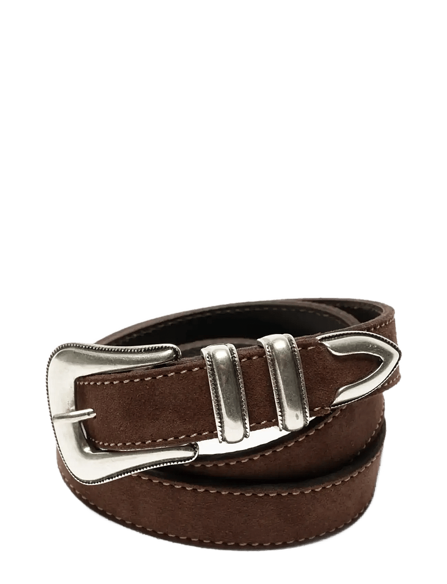 Nudie Jeans - Western Suede Silver Belt Dark Brown - ceintures classiques - dark brown - 0