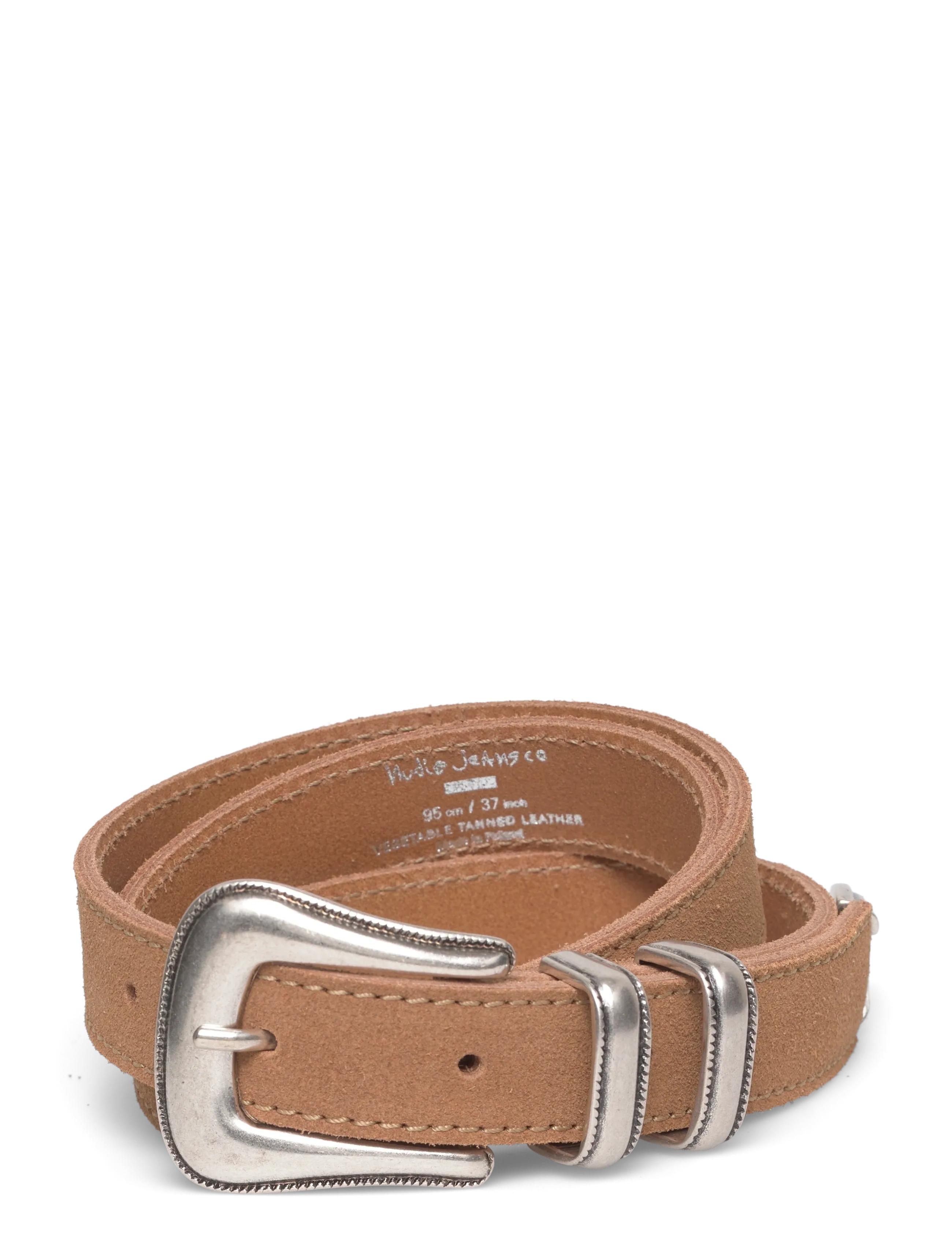 Nudie Jeans Western Suede Silver Belt Tobaccco - Aksesuāri - TOBACCO / brown