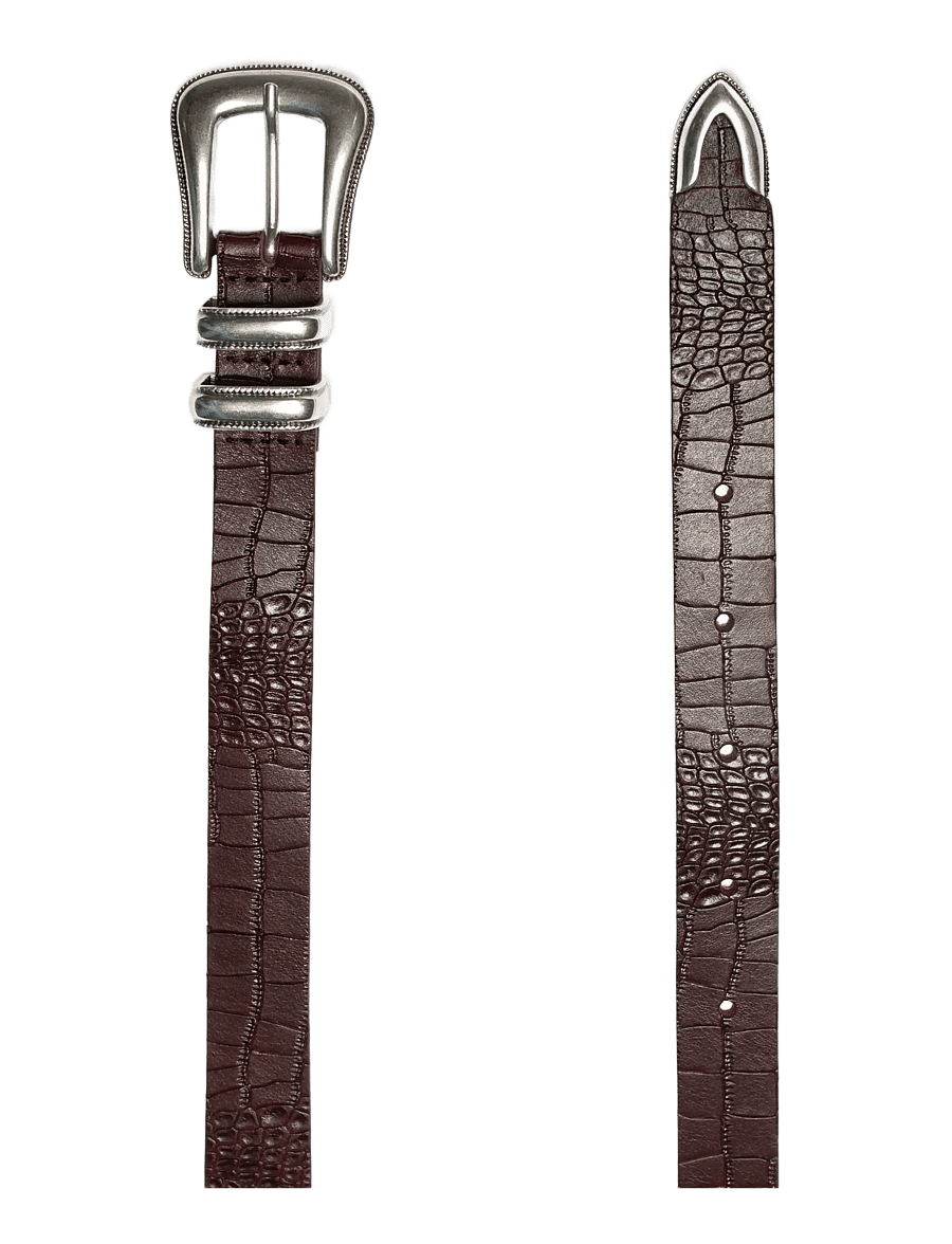 Nudie Jeans - Western Faux Croco Silver Belt Burgundy - läderskärp - burgundy - 1