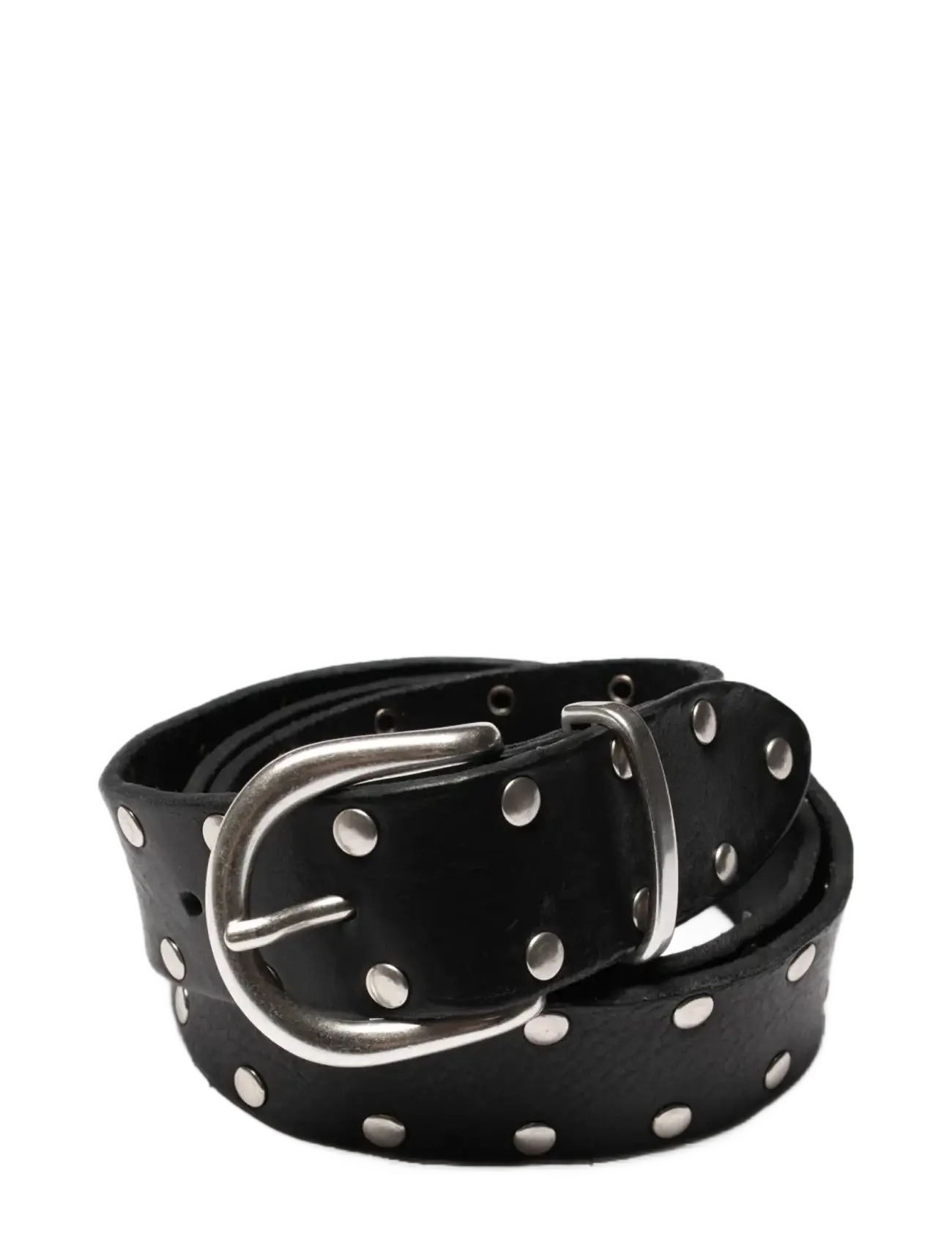 Nudie Jeans Silver Studded Leather Belt Black - Bælter - BLACK / black