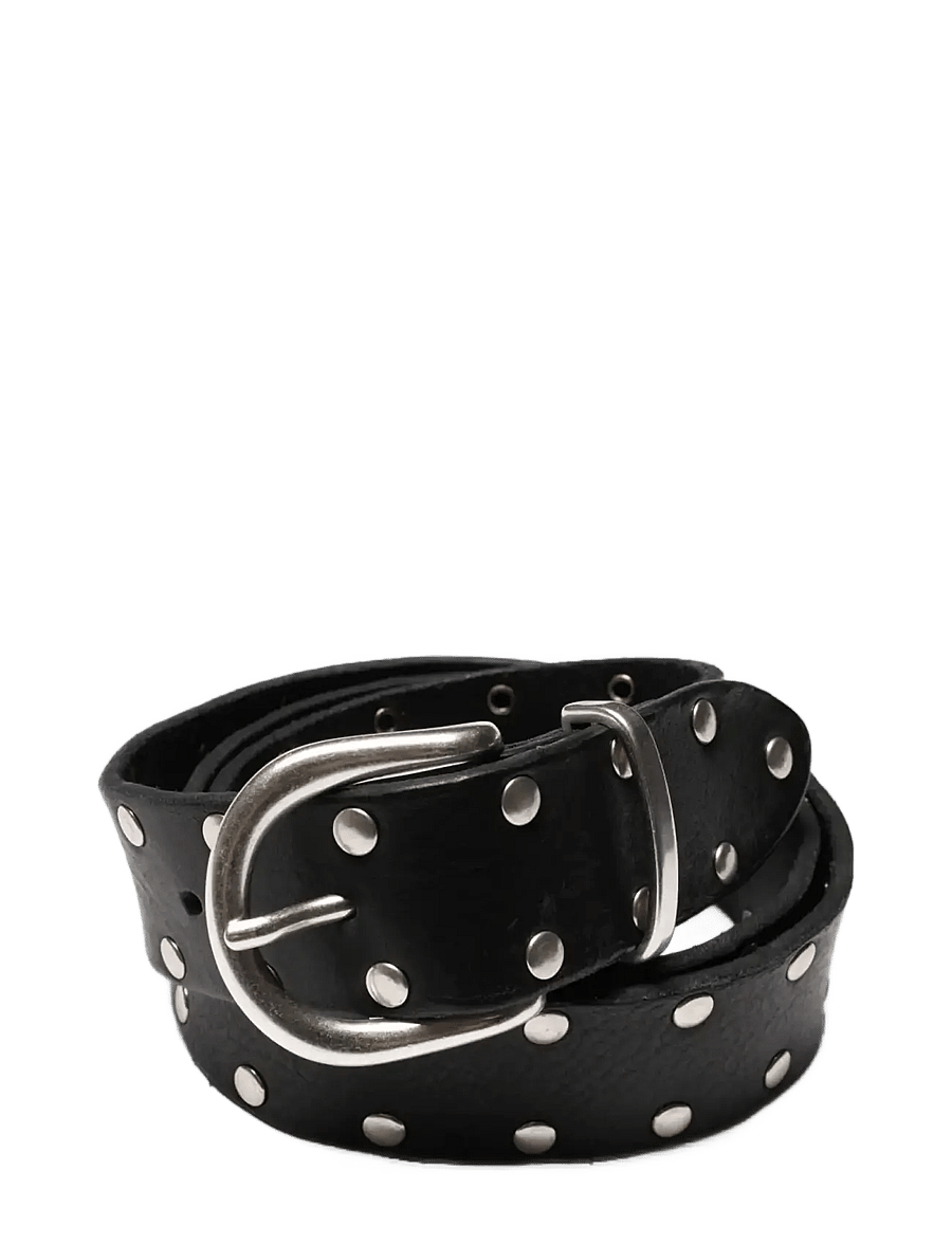 Nudie Jeans - Silver Studded Leather Belt Black - Ādas jostas - black - 0