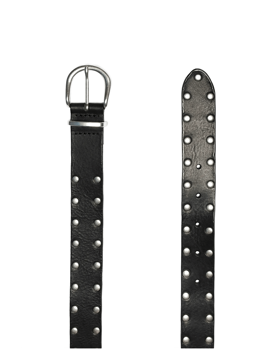 Nudie Jeans - Silver Studded Leather Belt Black - Ādas jostas - black - 1
