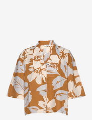 nué notes - Mica Shirt - marškiniai trumpomis rankovėmis - rust brown - 0