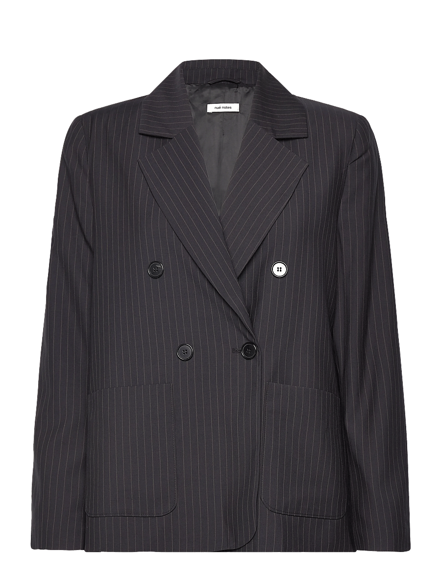 nué notes - Belma Blazer - kaherealised pintsakud - 940 black caramel stripe - 0
