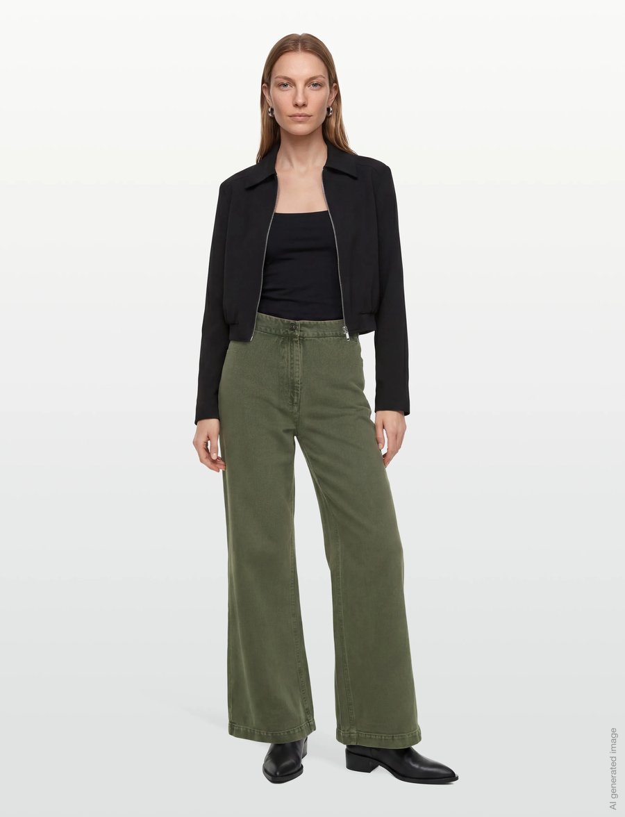 nué notes - Porter Pants - hosen mit weitem bein - 687 rifle green - 0