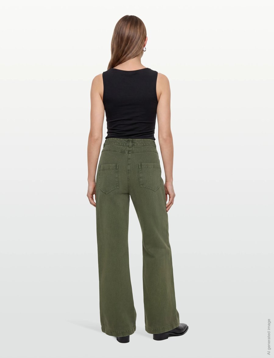 nué notes - Porter Pants - hosen mit weitem bein - 687 rifle green - 4
