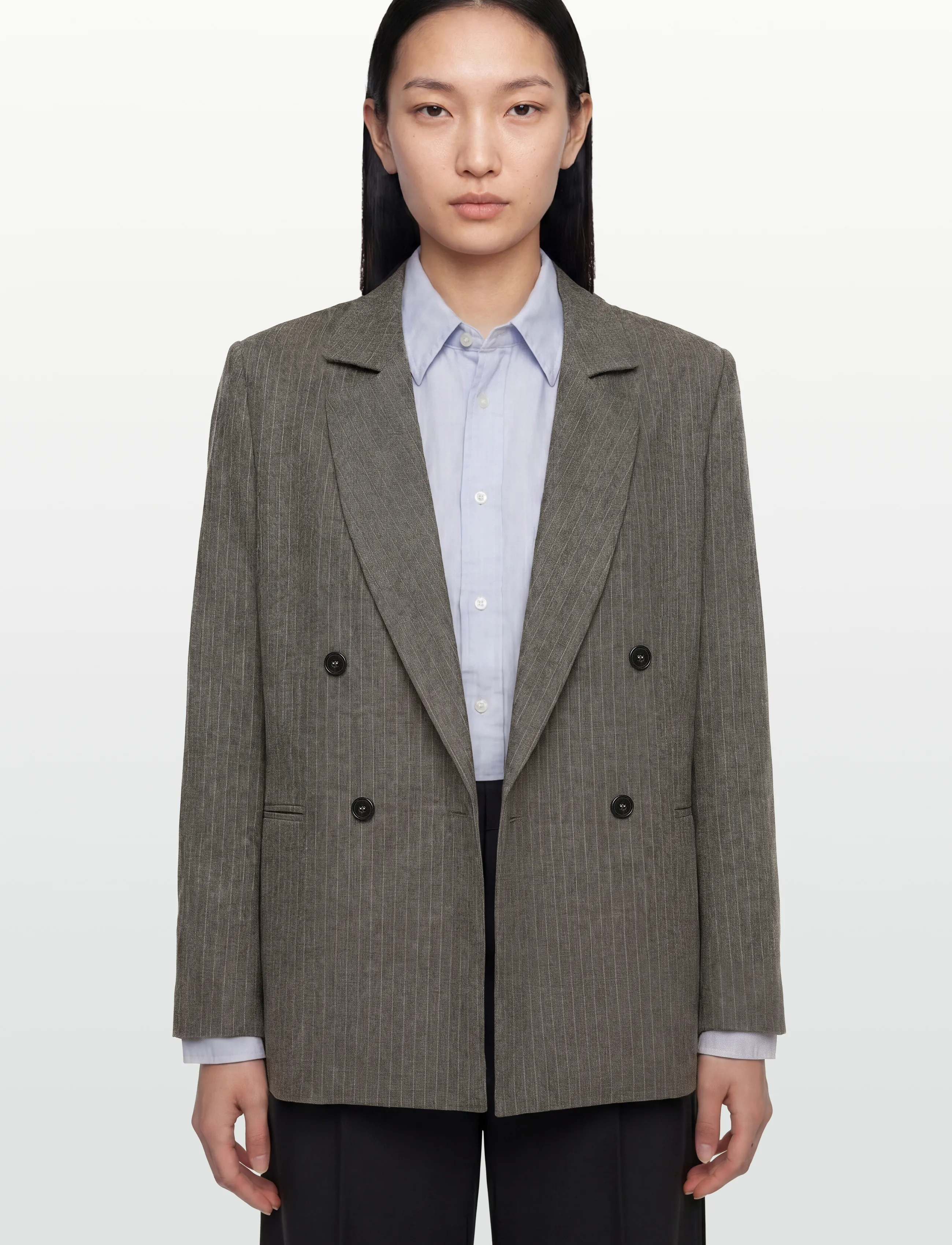 nué notes - Tyler Blazer - zweireihige blazer - 820 multi grey stripe - 3