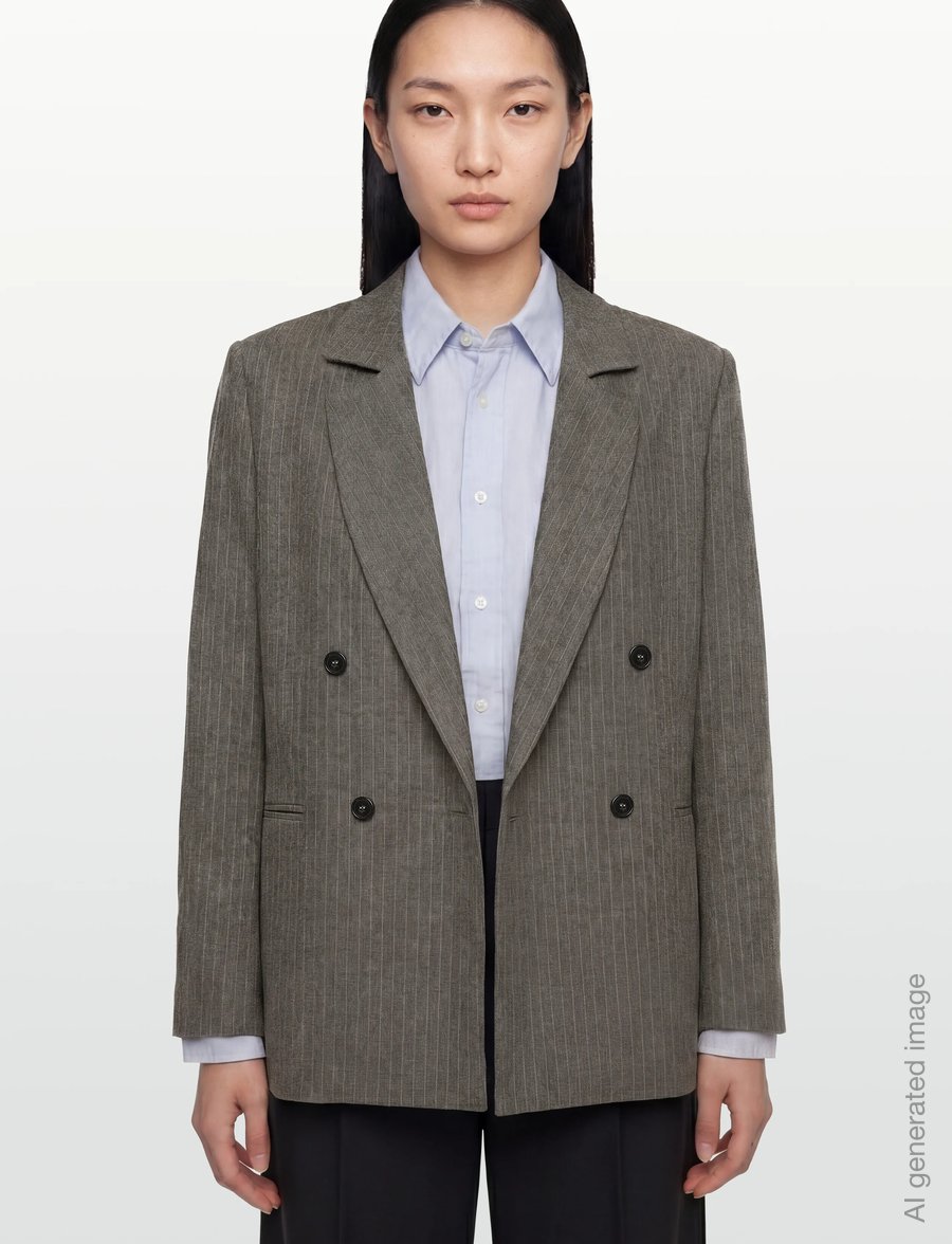 nué notes - Tyler Blazer - dubbelknäppta kavajer - 820 multi grey stripe - 3