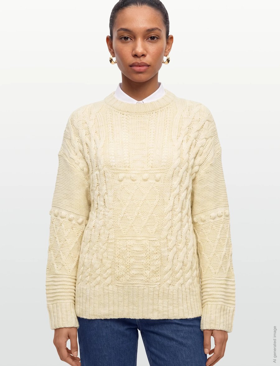 nué notes - Sergio Crewneck - stickade tröjor - 007 egret - 3