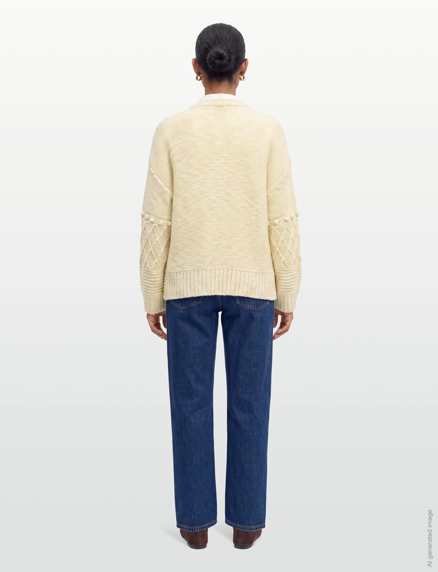 nué notes - Sergio Crewneck - stickade tröjor - 007 egret - 4