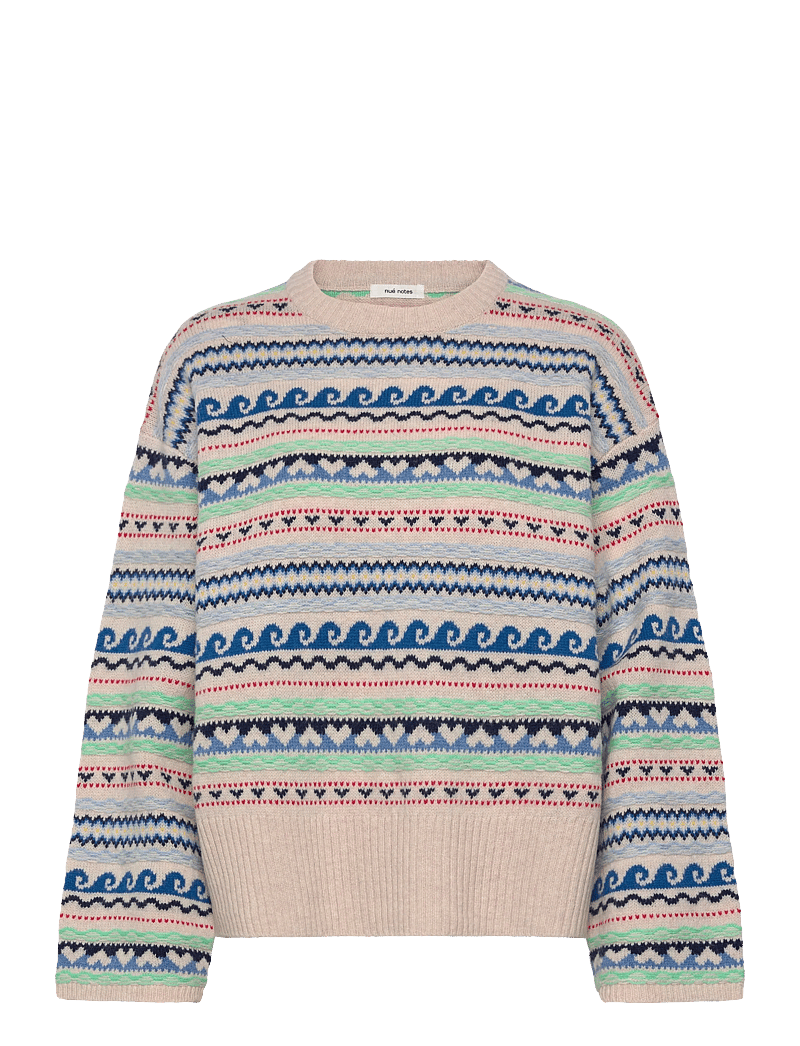 nué notes - Milo Crewneck - striktrøjer - 936 egret multi knit - 1