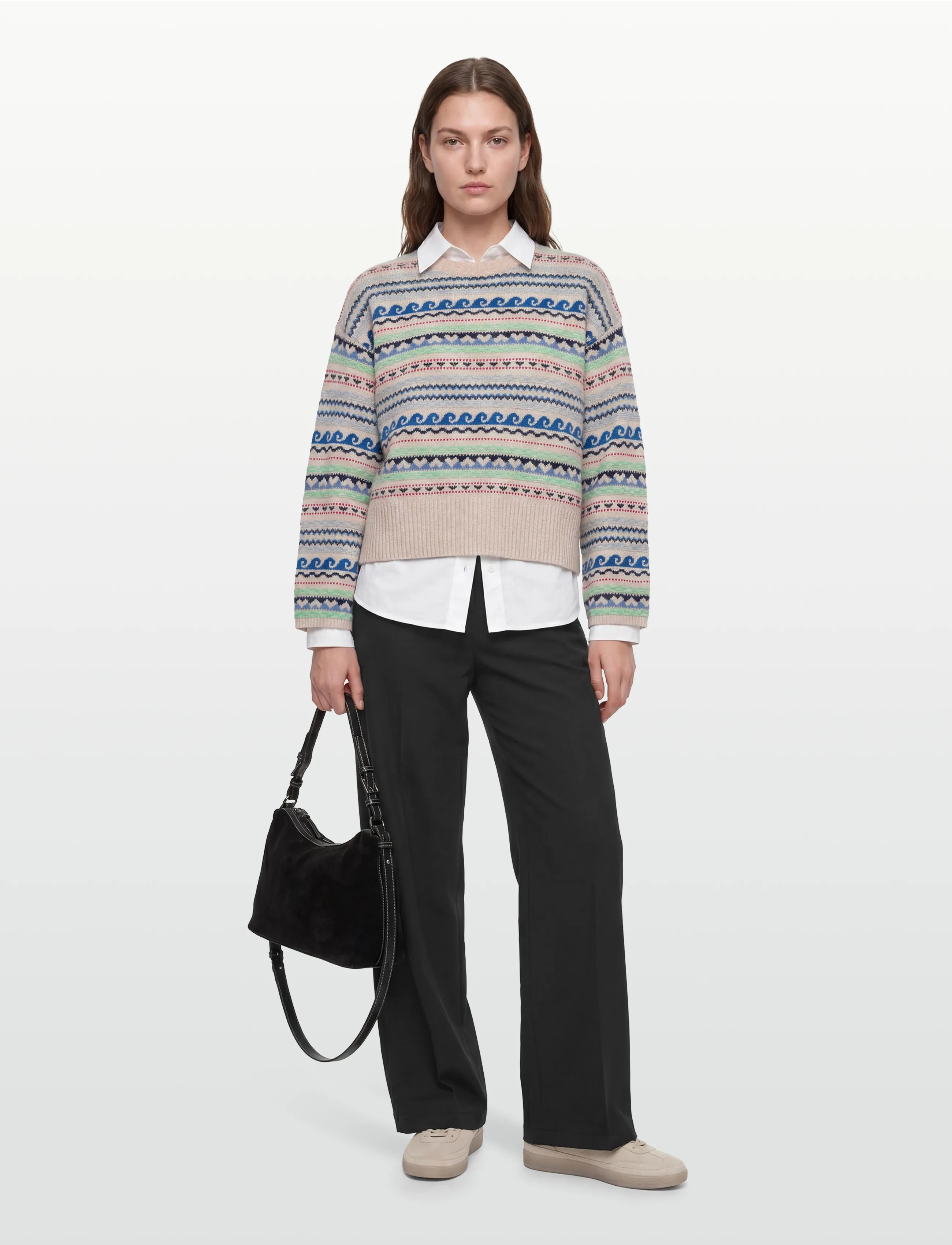 nué notes - Milo Crewneck - peysur - 936 egret multi knit - 0