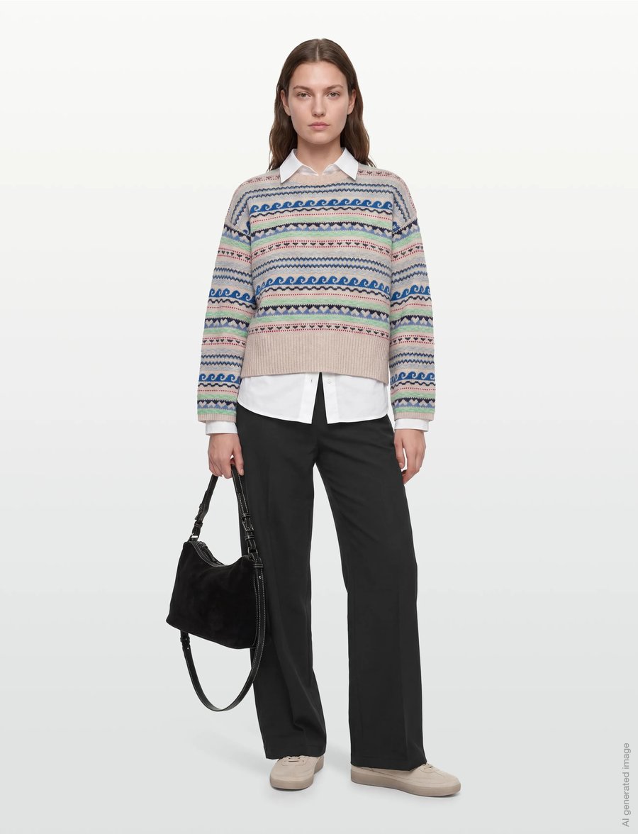 nué notes - Milo Crewneck - stickade tröjor - 936 egret multi knit - 0