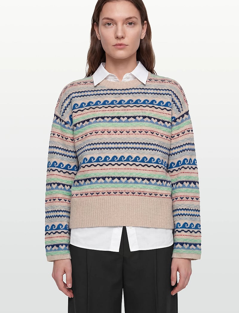 nué notes - Milo Crewneck - striktrøjer - 936 egret multi knit - 3