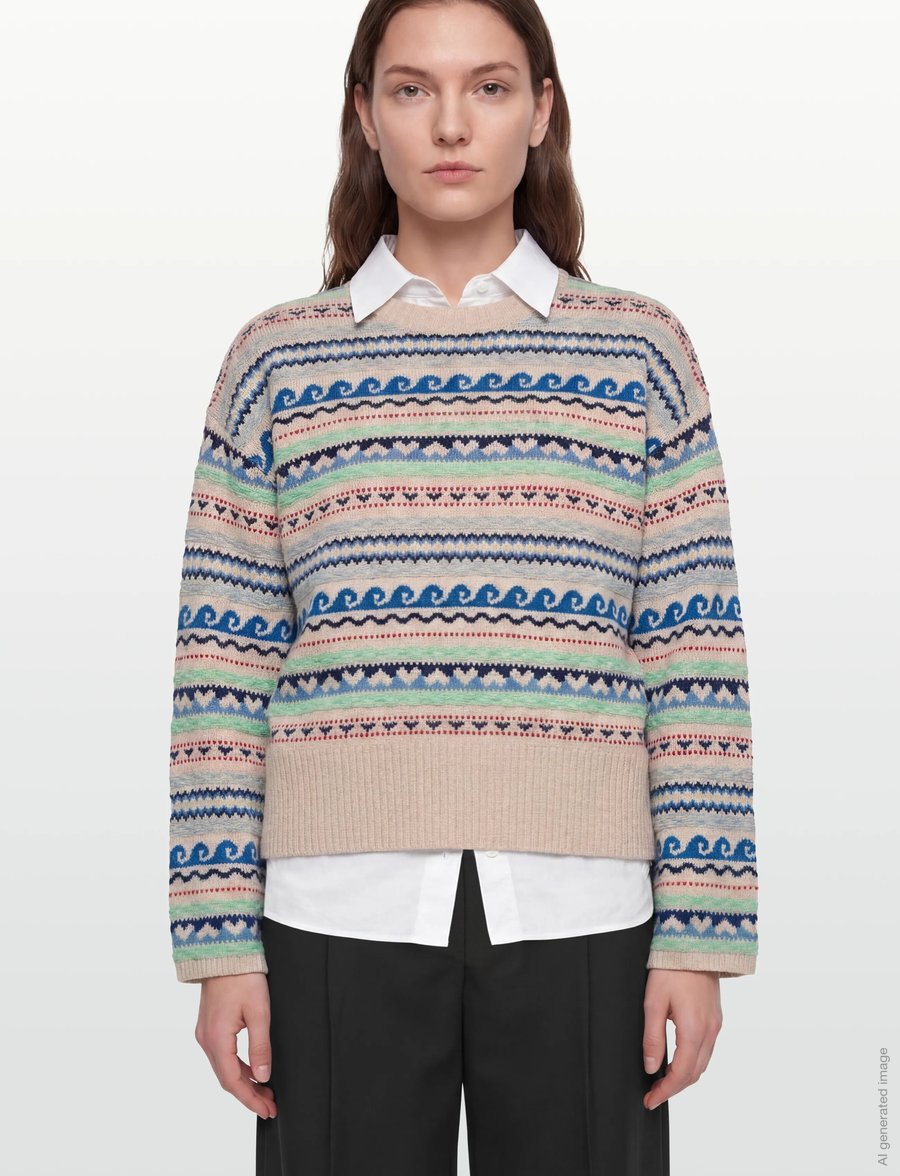 nué notes - Milo Crewneck - stickade tröjor - 936 egret multi knit - 3
