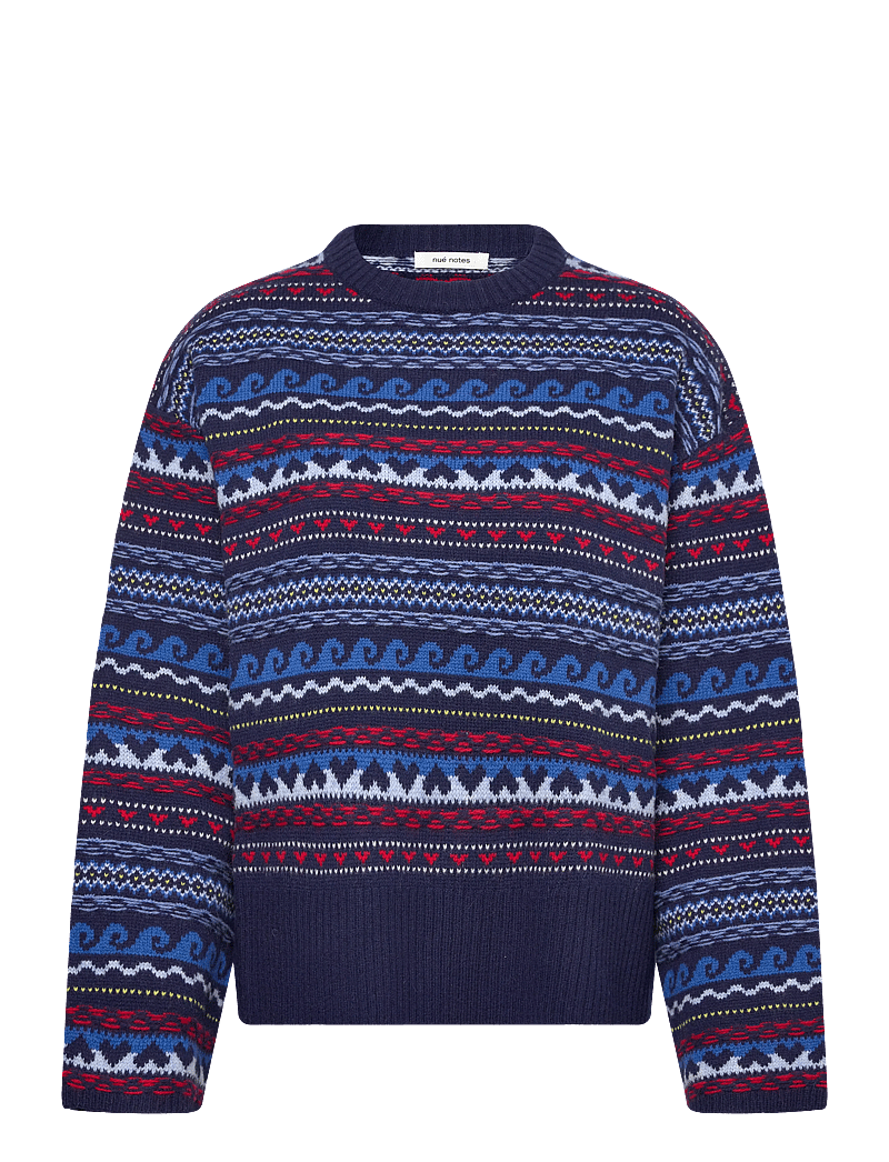 nué notes - Milo Crewneck - striktrøjer - 937 navy multi knit - 1