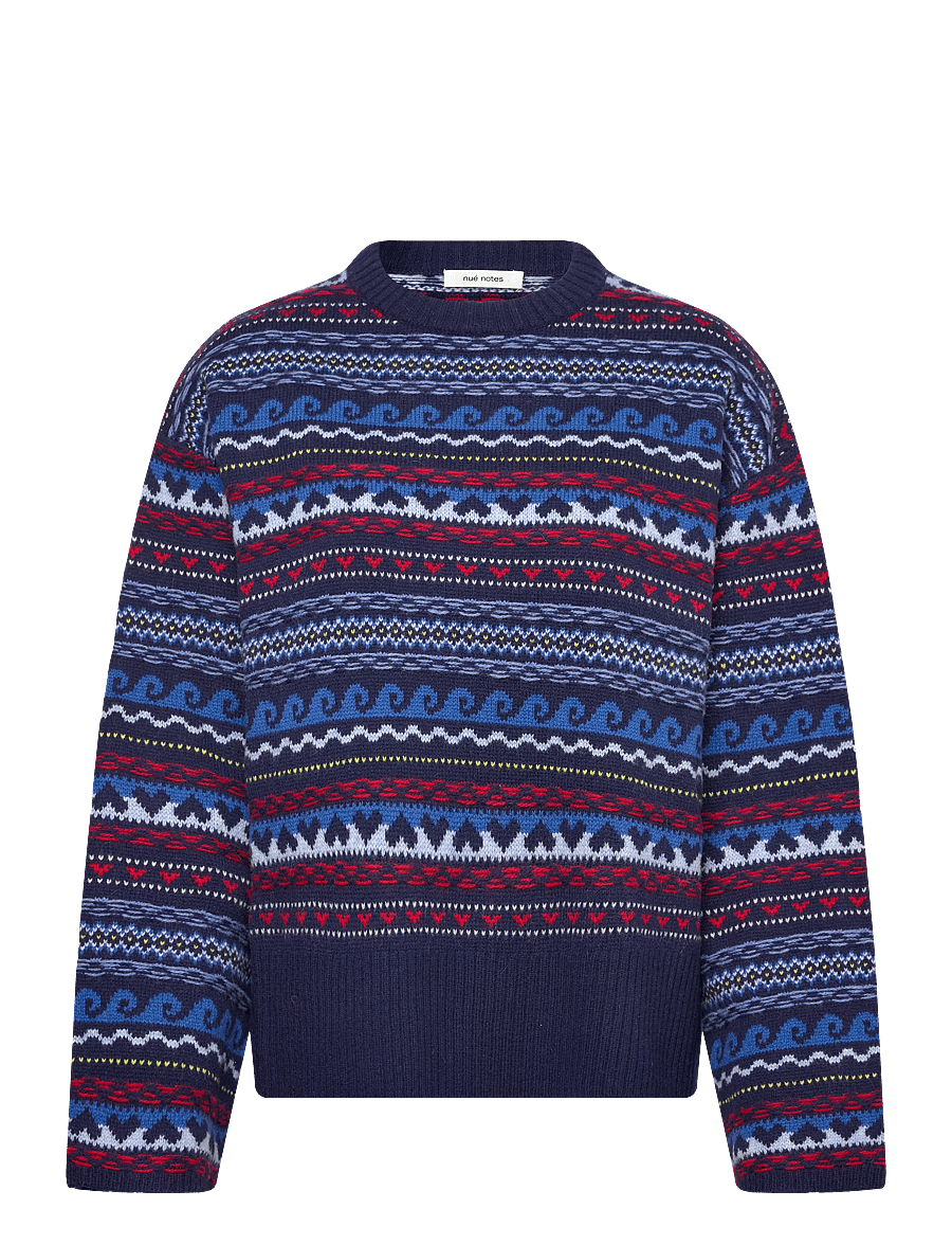 nué notes - Milo Crewneck - stickade tröjor - 937 navy multi knit - 1