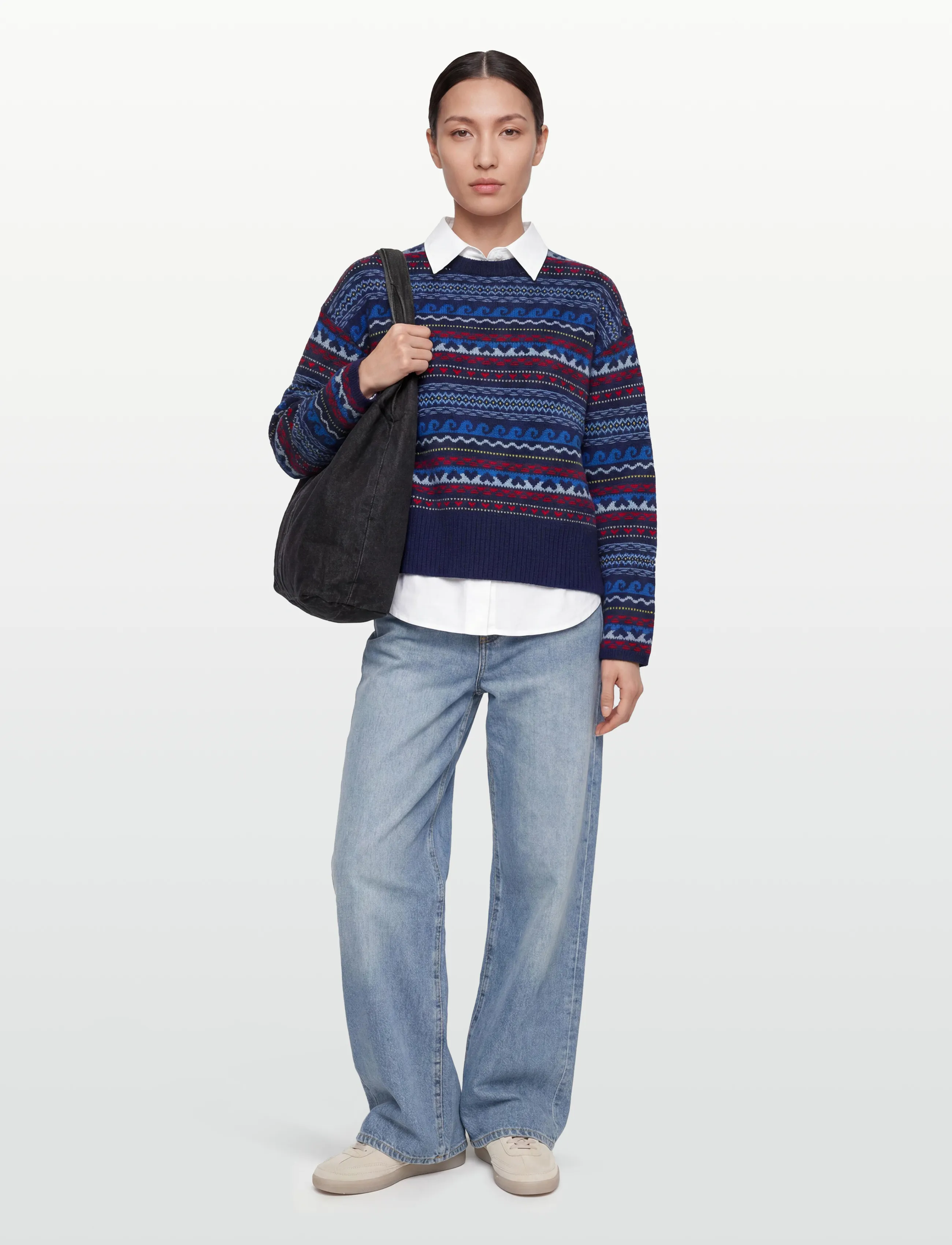 nué notes - Milo Crewneck - džemprid - 937 navy multi knit - 0