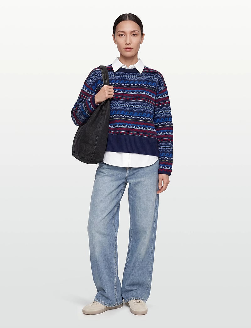 nué notes - Milo Crewneck - striktrøjer - 937 navy multi knit - 0