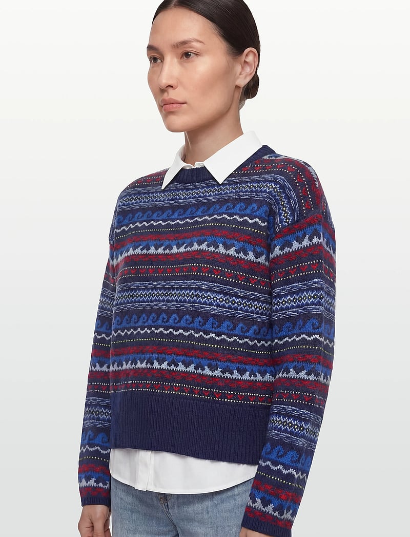 nué notes - Milo Crewneck - striktrøjer - 937 navy multi knit - 3