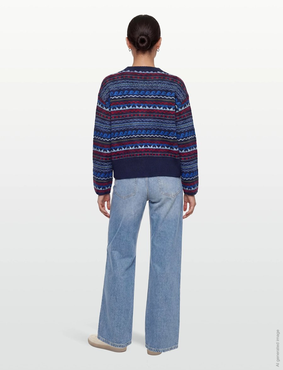 nué notes - Milo Crewneck - stickade tröjor - 937 navy multi knit - 4