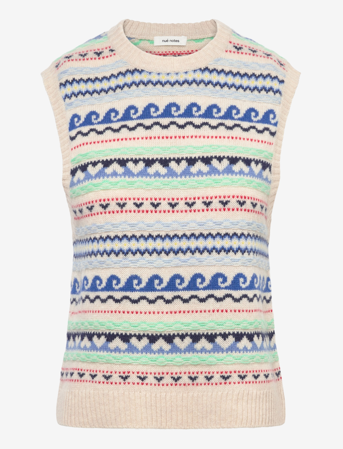 nué notes - Malik Vest - efterårstøj - 936 egret multi knit - 0
