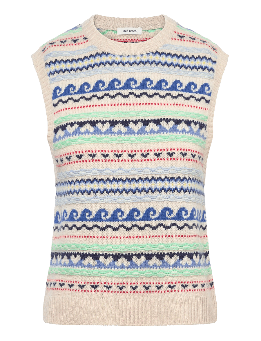 nué notes - Malik Vest - strickwesten - 936 egret multi knit - 1