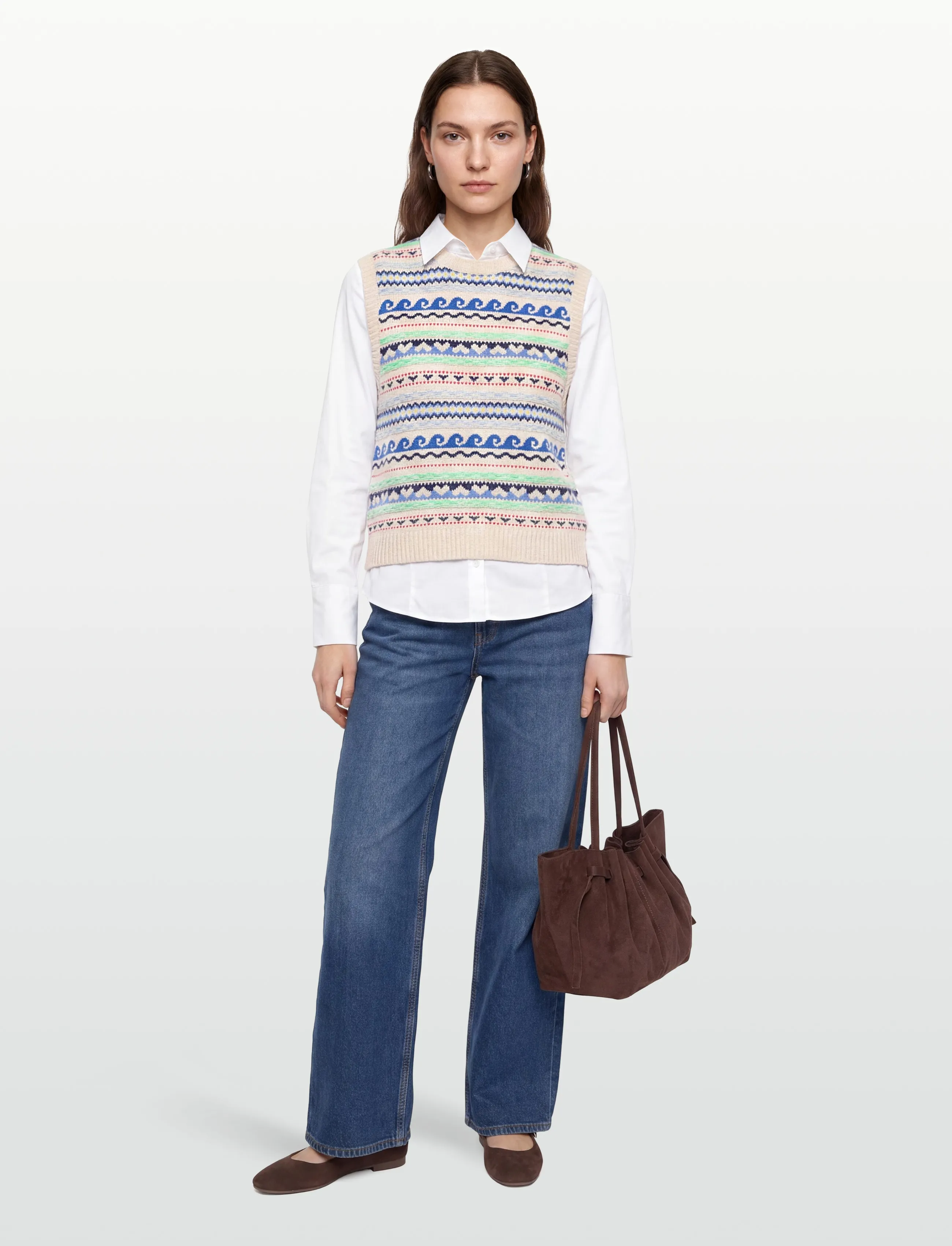 nué notes - Malik Vest - strickwesten - 936 egret multi knit - 0