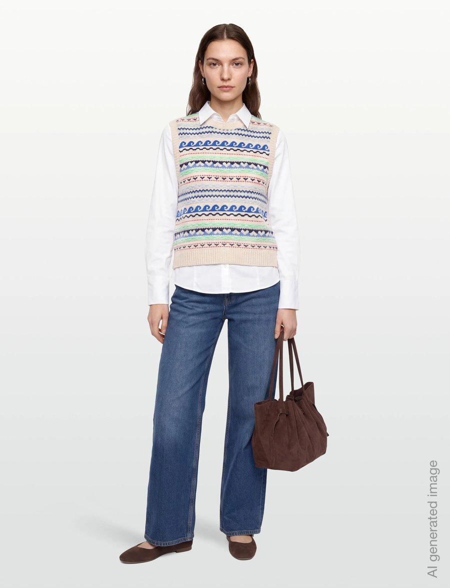 nué notes - Malik Vest - strickwesten - 936 egret multi knit - 0