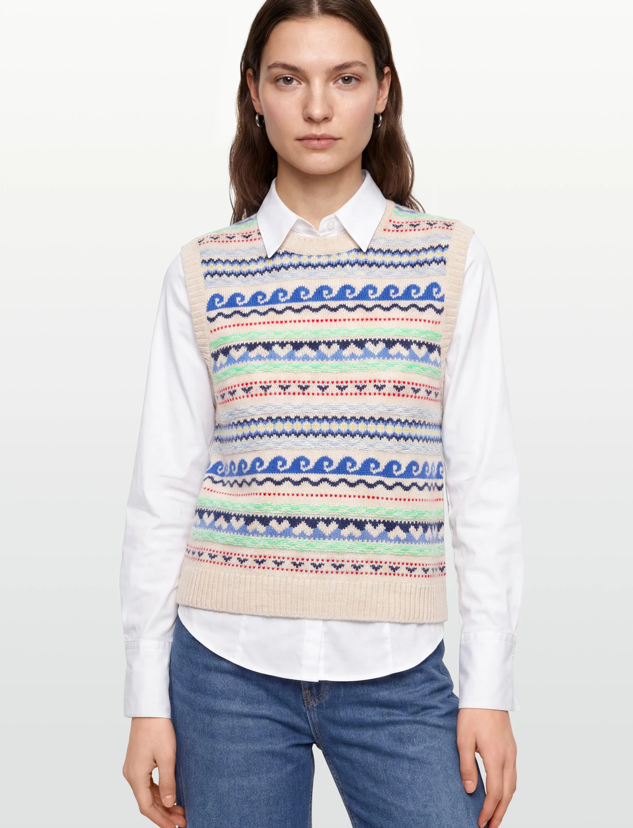 nué notes - Malik Vest - strickwesten - 936 egret multi knit - 3