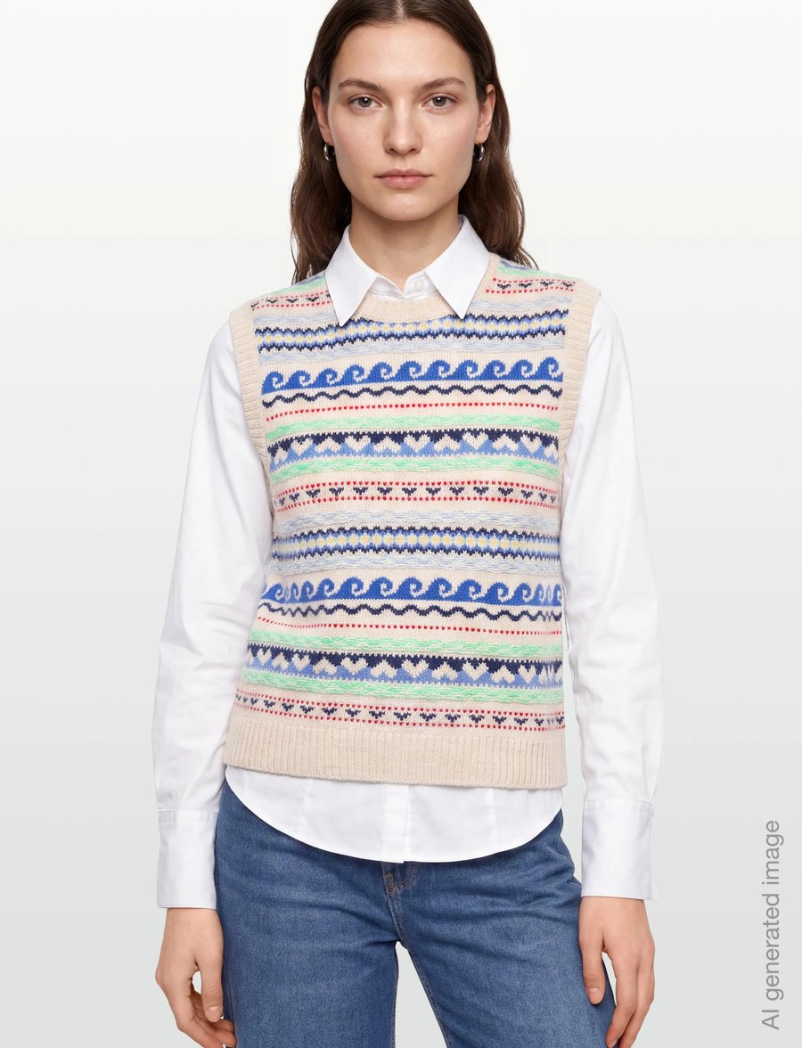 nué notes - Malik Vest - strickwesten - 936 egret multi knit - 3