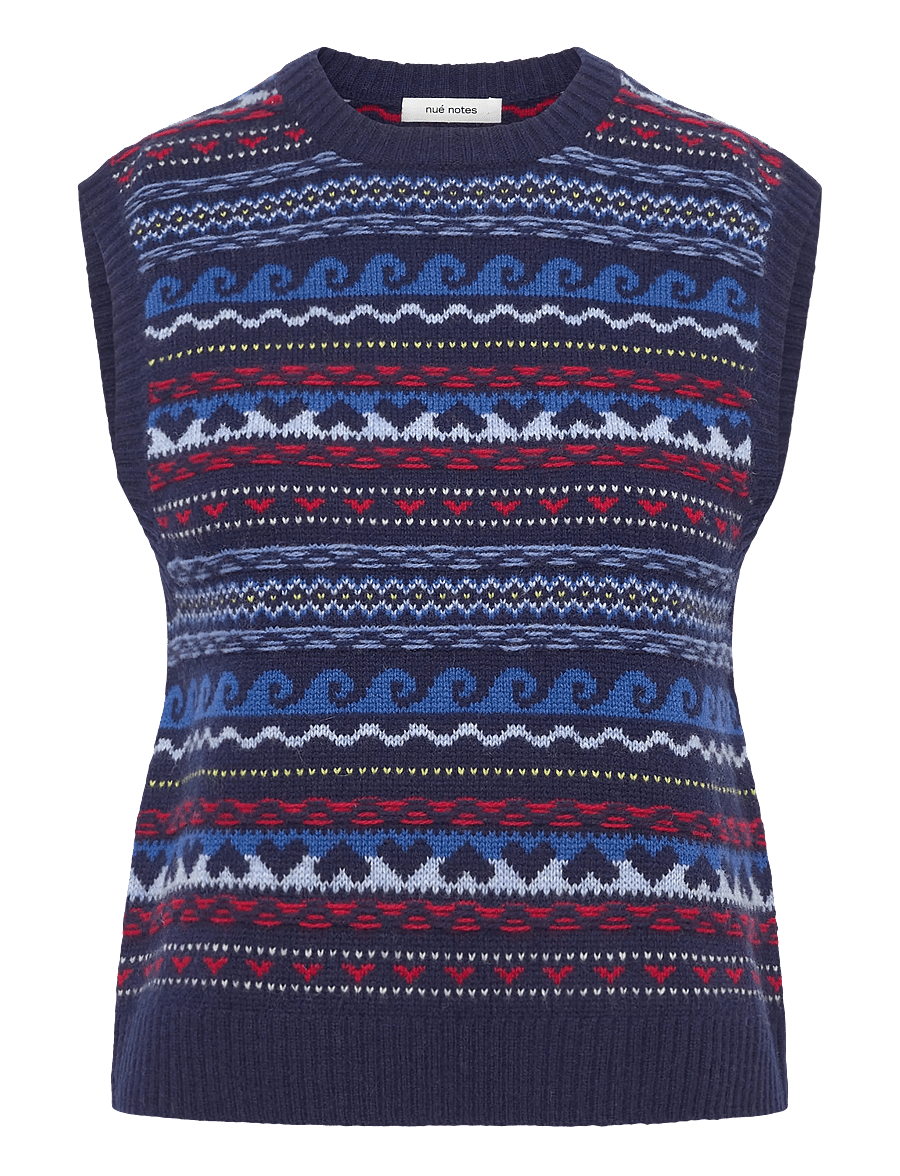 nué notes - Malik Vest - strickwesten - 937 navy multi knit - 1