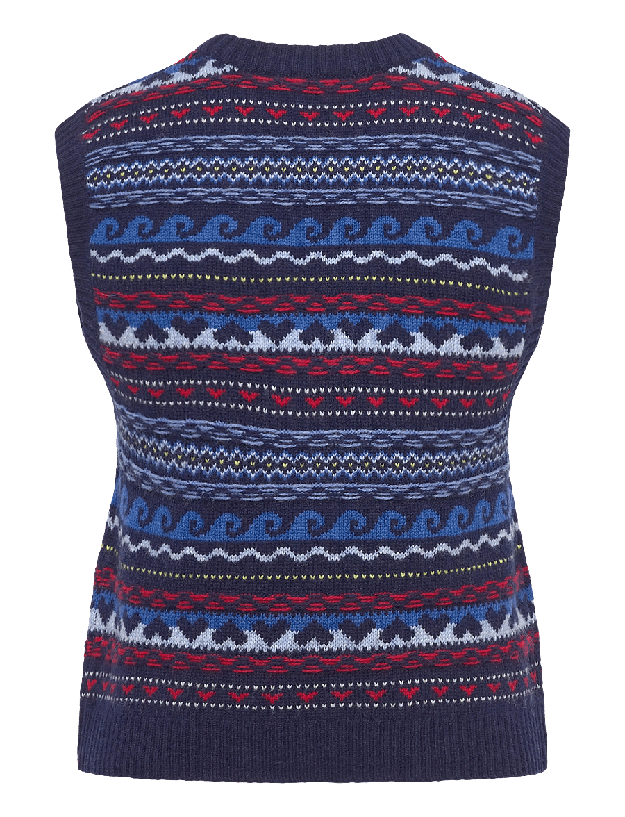 nué notes - Malik Vest - strickwesten - 937 navy multi knit - 2