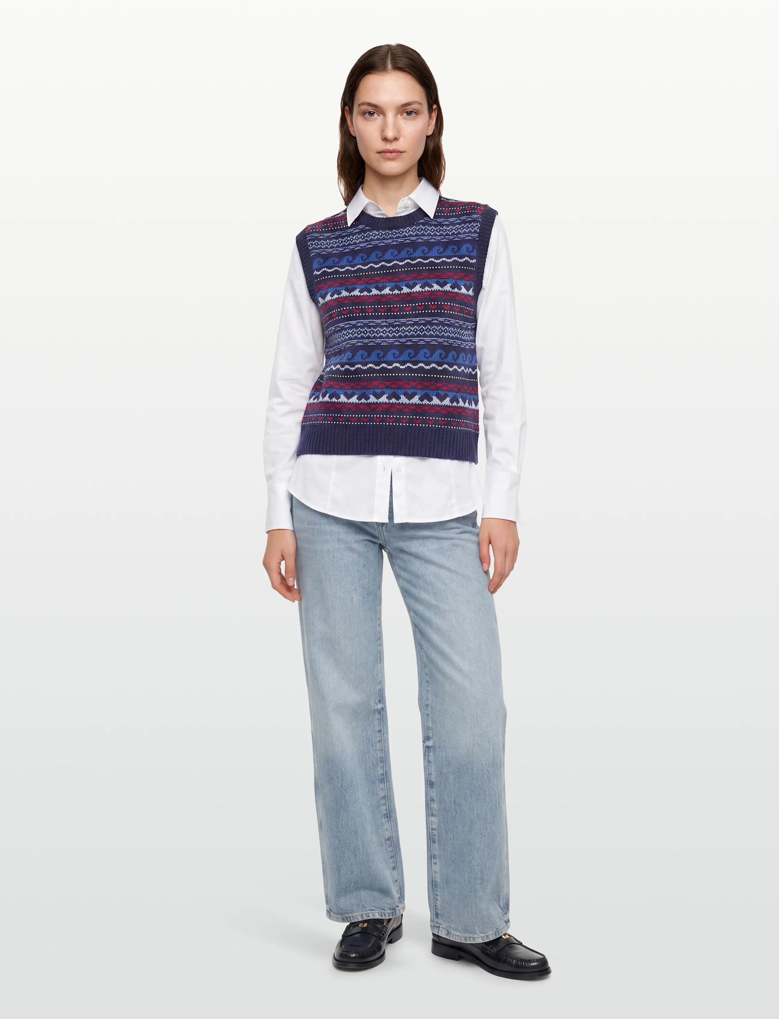 nué notes - Malik Vest - strickwesten - 937 navy multi knit - 0