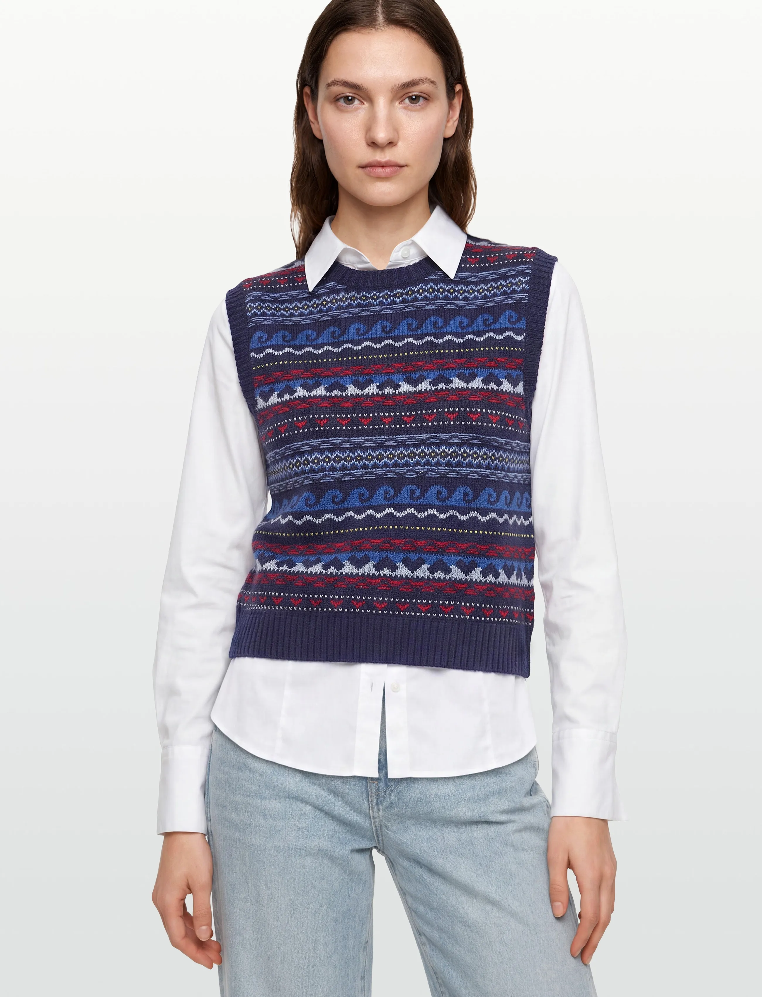 nué notes - Malik Vest - strickwesten - 937 navy multi knit - 3