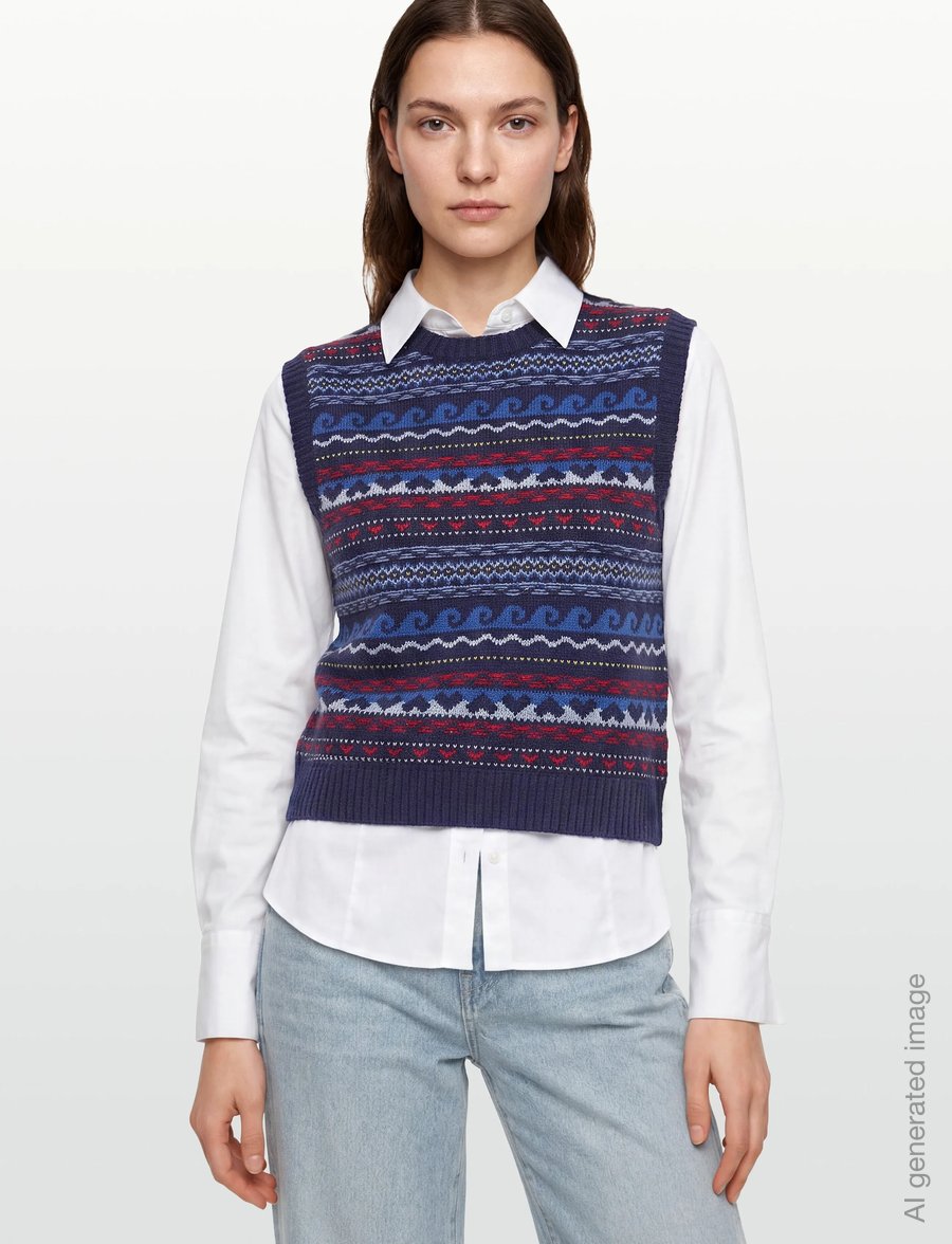 nué notes - Malik Vest - strickwesten - 937 navy multi knit - 3